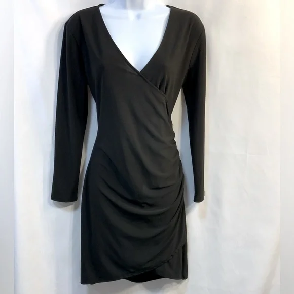 Leith | Dresses | Leith Womens Black Long Sleeve Ruched Dress | Poshmark